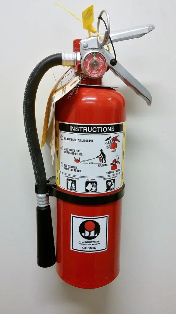 RV fire prevention fire extinguisher 