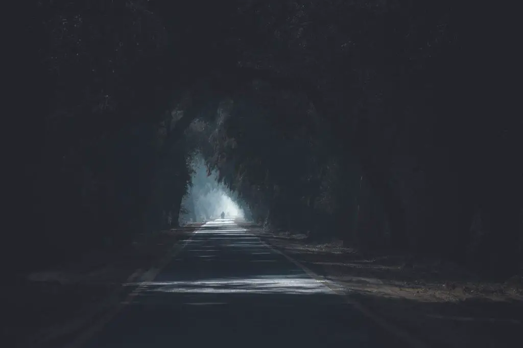 dark road on an RV road trip