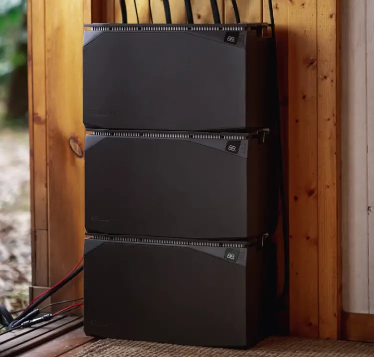 EcoFlow solar power batteries stacked up